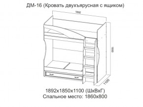 ДМ-16 Кровать двухъярусная с ящиком в Нижневартовске - nizhnevartovsk.магазин96.com | фото